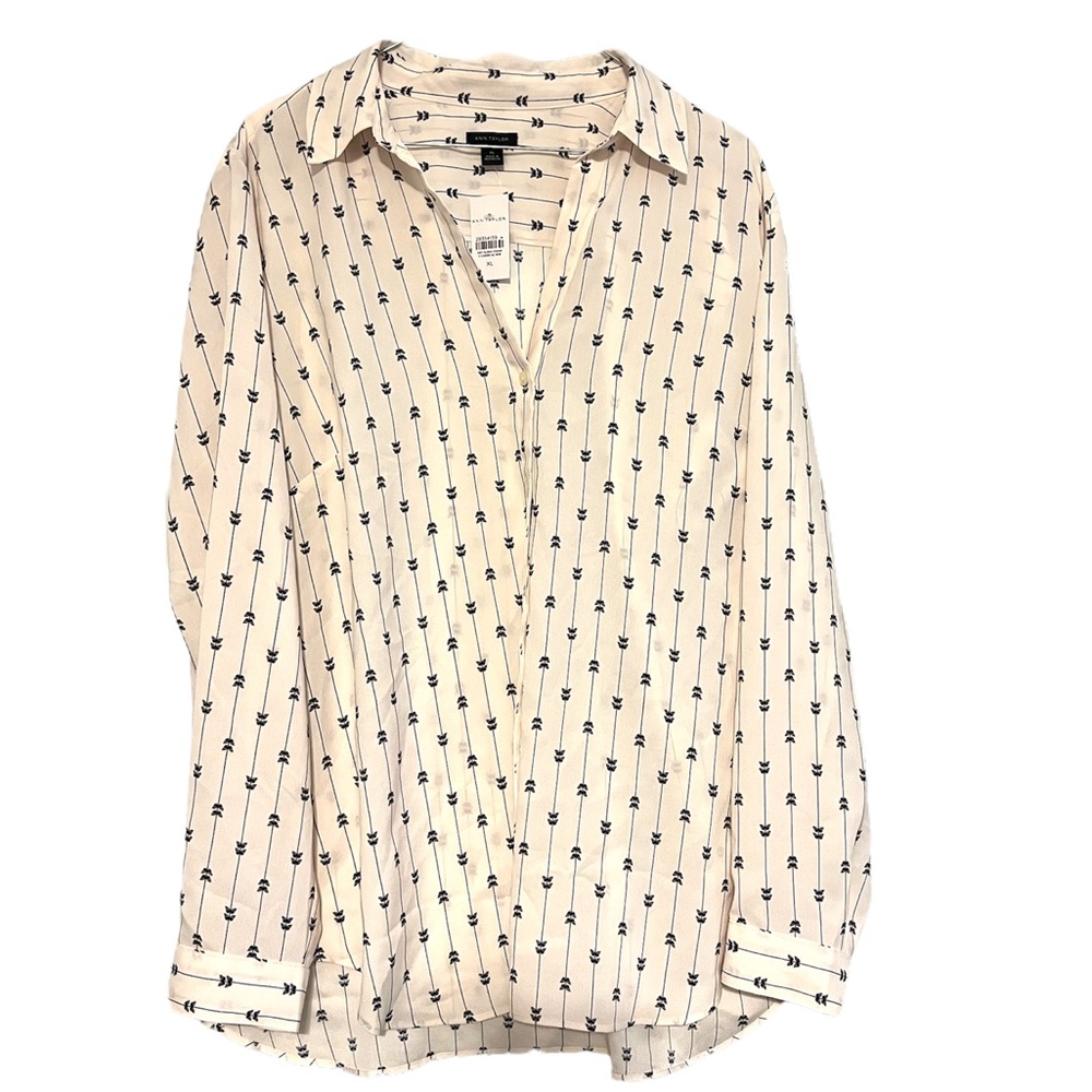 NWT Ann Taylor butterfly button down blouse XL